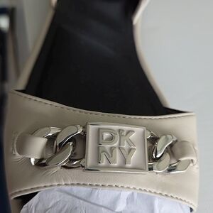 DKNY Cream Flats with Silver Chain Detail
